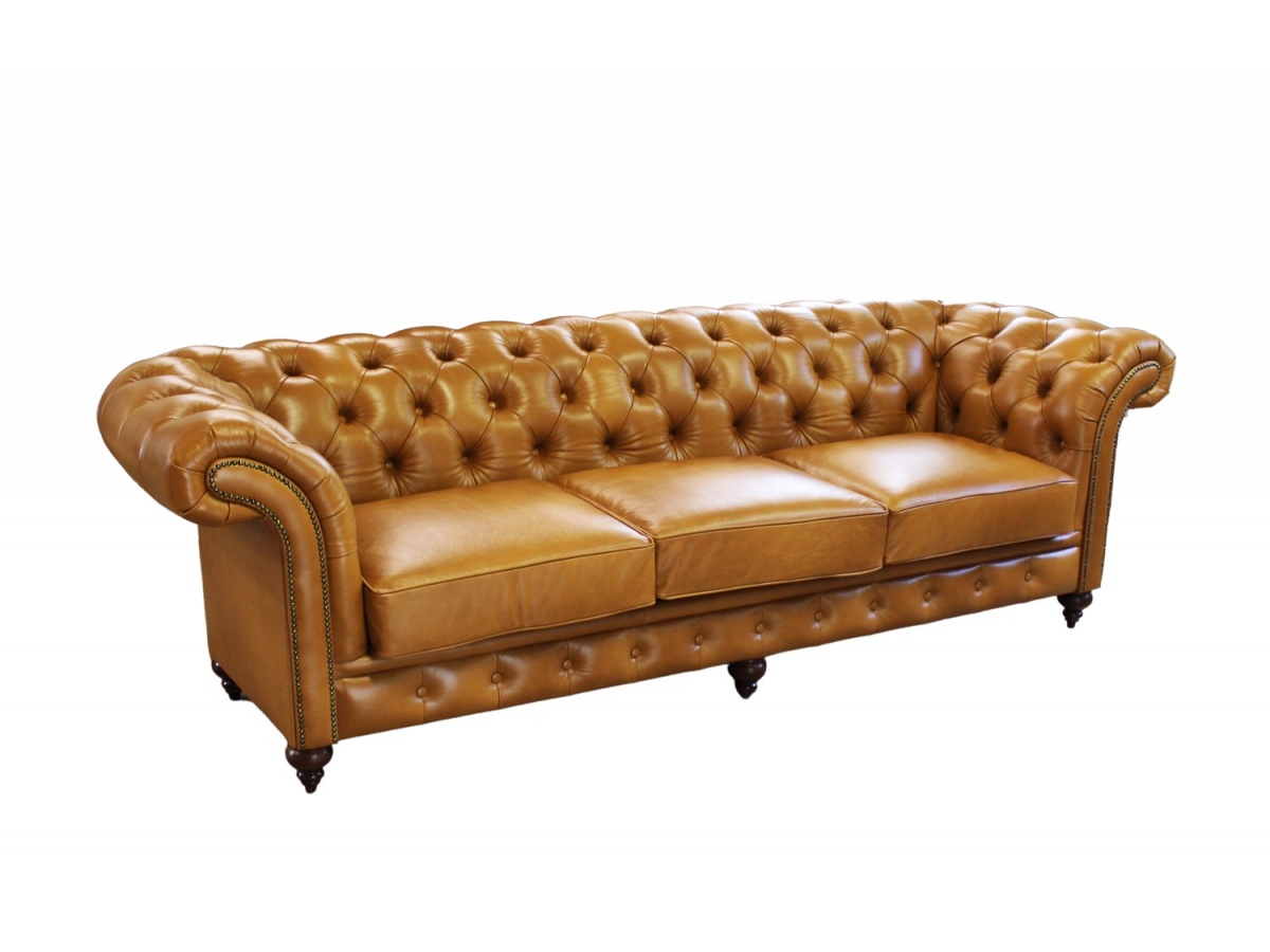 Wings 275 duża sofa Chesterfield w bawolej skórze naturalnej