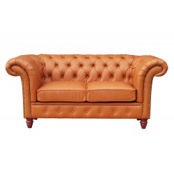 Wings 200 wygodna, pikowana sofa w koniakowej skórze