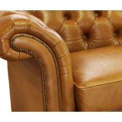 Wings 170 pikowany fotel w koniakowej skórze bawolej