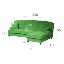 Zielona sofa z szezlongiem Marlene - Komfort i Styl dla Twojego Salonu