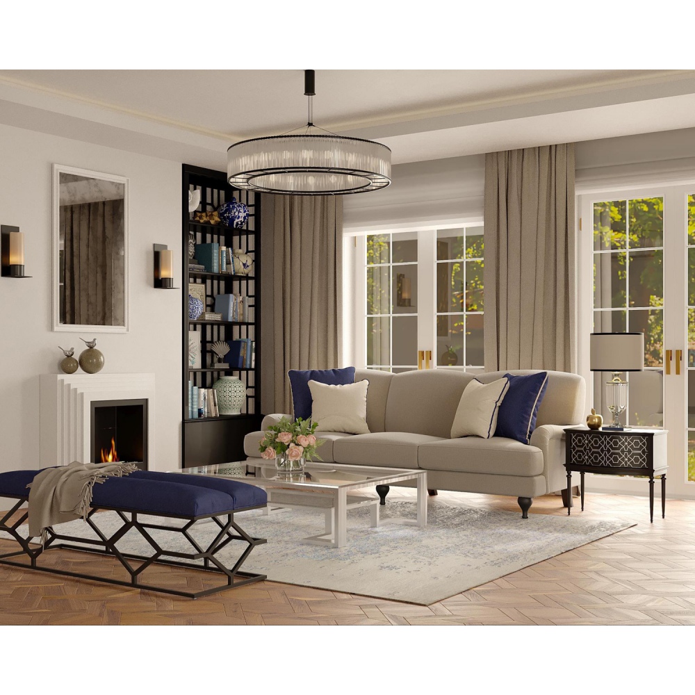 Paxton 240 sofa w pastelowo niebieskiej tkaninie