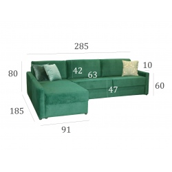 Sofa narożna z funkcją spania włoskiego Malaga 285x185