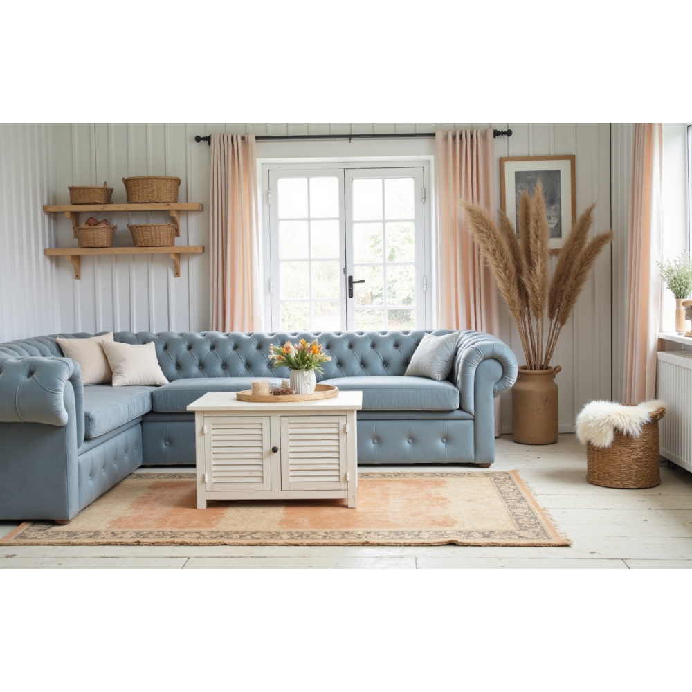 Niebieski narożnik Chesterfield Retro 230x340