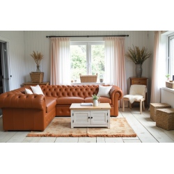 Narożnik Chesterfield Retro w skórze naturalnej