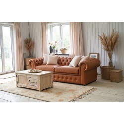 Sofa w koniakowej skórze