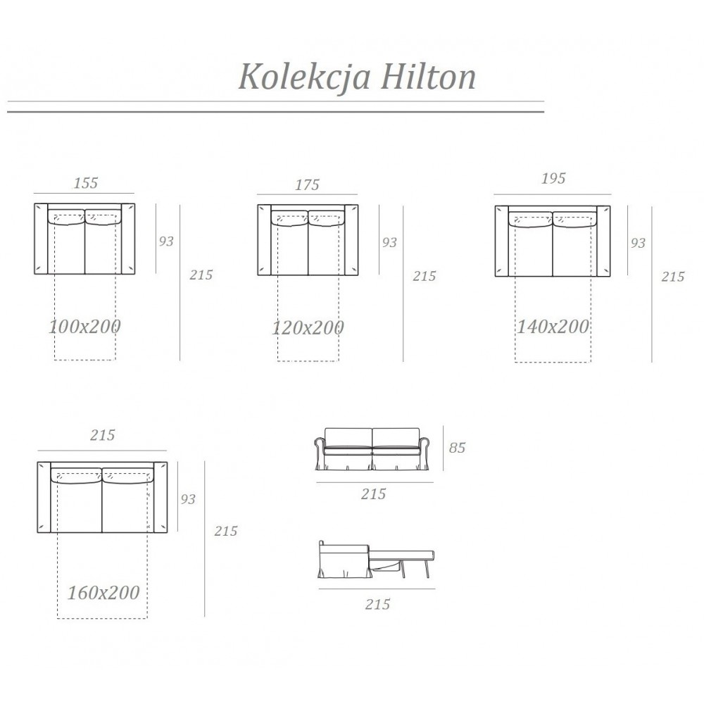 Sofa z systemem włoskim Hilton 215 Sofa z systemem włoskim Hilton 215