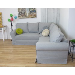 Szara kanapa narożna w stylu klasycznym Flower