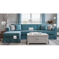 Sofa narożna do codziennego spania Hilton 285x190