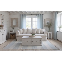 Sofa w lnianej tkaninie w kolorze naturalnym Samantha 270