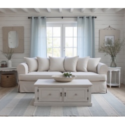 Sofa w lnianej tkaninie w kolorze naturalnym Samantha 270