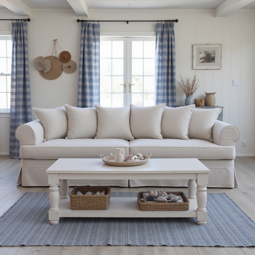 Zestaw sof w stylu prowansalskim w kolorze białym Samantha 240 + 200 cm
