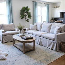 Hamptons 115 szeroki fotel z głębokim siedziskiem i falbanką