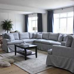 Hamptons 250x250 kanapa narożna z wysokim oparciem i głębokim siedziskiem