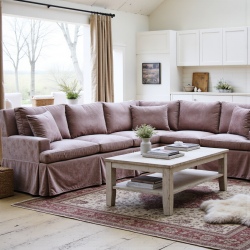 Hamptons 275x275 lniany narożnik z falbaną na wymiar