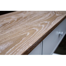 Duża biała konsola z dębowym blatem i półką Noel 180