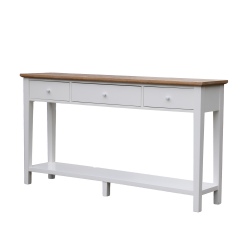 Wysoka konsola z dębowym blatem i szufladami Noel 180