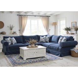 Castello 330x280 narożnik w niebieskiej tkaninie