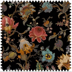 Artemis Velvet Black niepowtarzalna tkanina w kwiaty