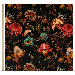 Artemis Velvet Black niepowtarzalna tkanina w kwiaty