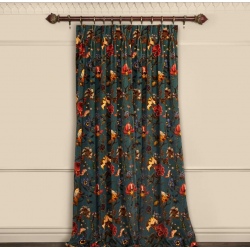 Artemis Velvet Petrol, luksusowa tkanina we wzory kwiatowe