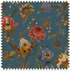 Artemis Velvet Petrol, luksusowa tkanina we wzory kwiatowe