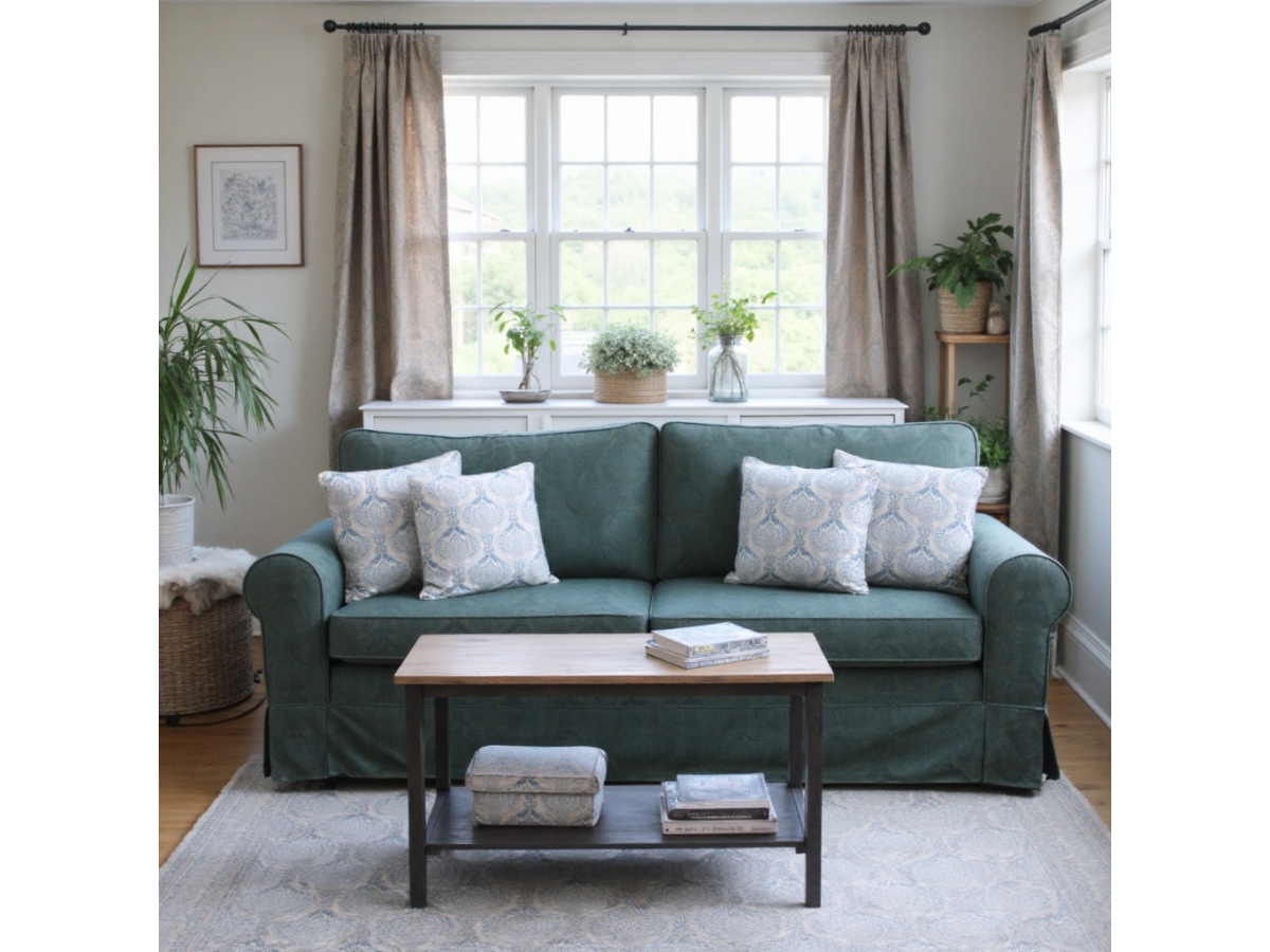 Zielona sofa ze ściąganym pokrowcem Flower 186