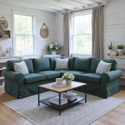 Klasyczny narożnik w kwiaty Flower 280x240 cm, model z fartuchem