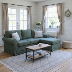 Zielony narożnik z fartuchem Flower 255x255 cm