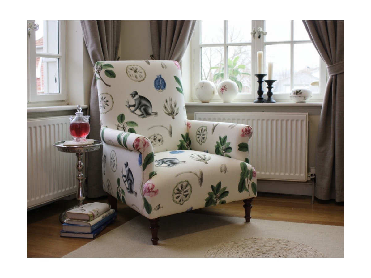 Fredric fotel w stylu cottage w lnie