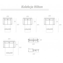 Sofa z systemem włoskim Hilton 215 Sofa z systemem włoskim Hilton 215