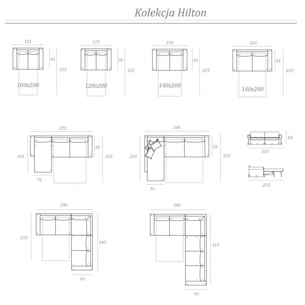 Sofa z systemem włoskim Hilton 215 Sofa z systemem włoskim Hilton 215