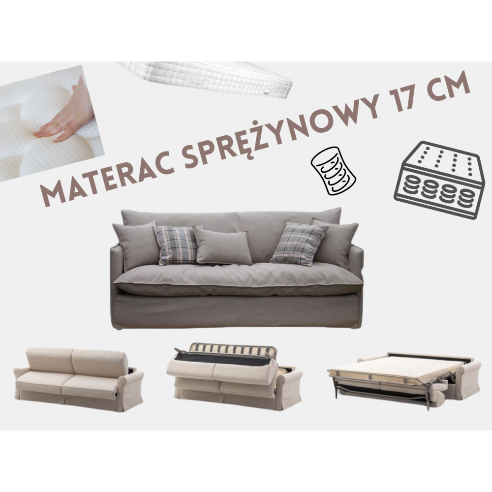 Sofa Como z systemem włoskim i materacem 17 cm – komfort snu i elegancja