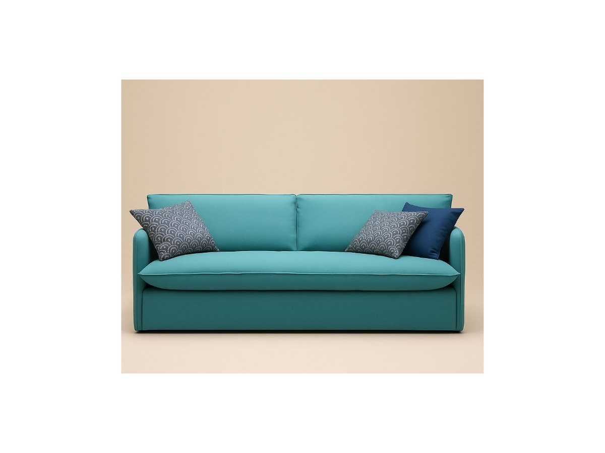 Sofa Como 200 z systemem włoskim i materacem 17 cm – turkusowa elegancja i komfort