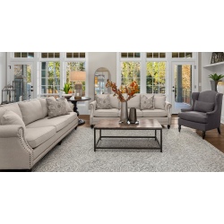 Lori komplet sof z ćwiekami i wysokim oparciem