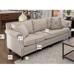 Stylowa sofa Lori 260 – duża sofa z ćwiekami i wysokim komfortem