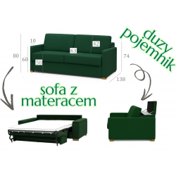 Kanapa z materacem i dużym pojemnikiem Malaga 180 + pojemnik XL