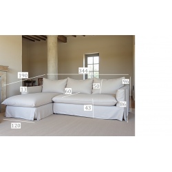 Patagonia lniana sofa z pierzem 344×190 cm – bardzo wygodna