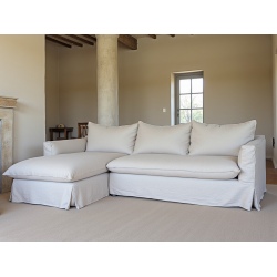 Patagonia lniana sofa z pierzem 344×190 cm – bardzo wygodna