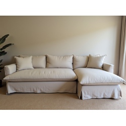 Patagonia lniana sofa z pierzem 344×190 cm – bardzo wygodna