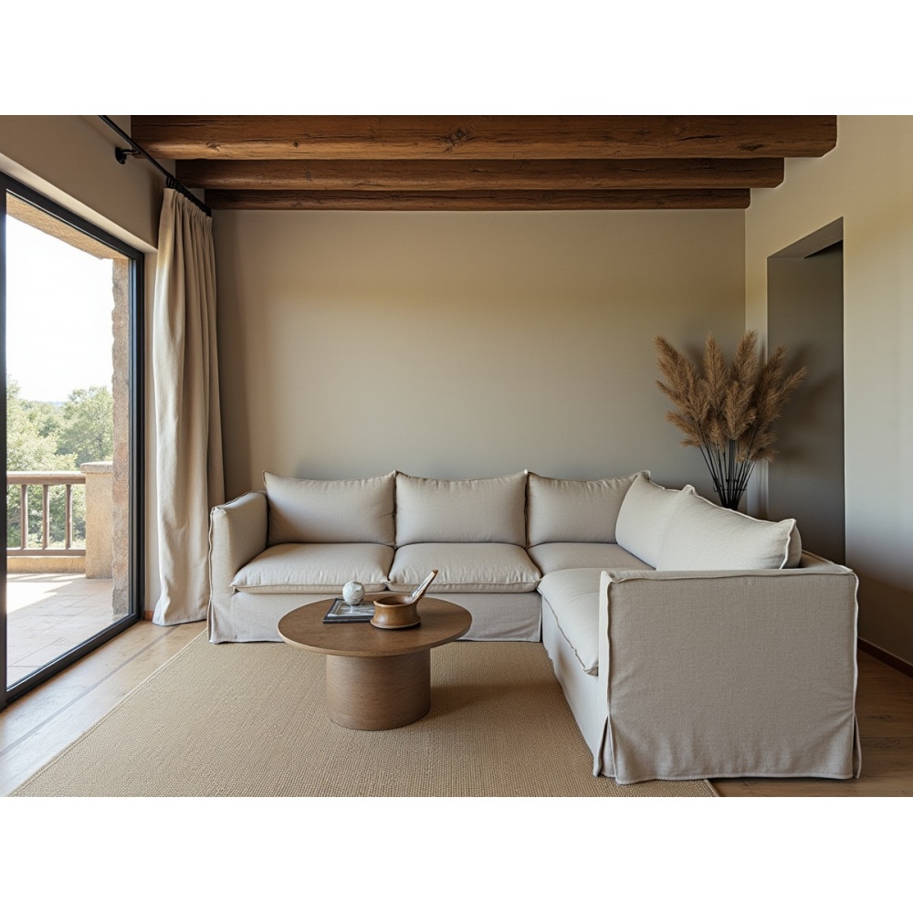 Patagonia sofa z leżanką 300×210 – lniana, z pierzem