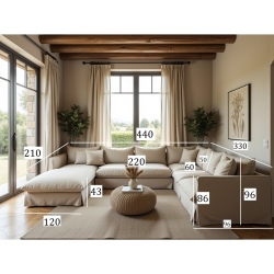 Patagonia 210 × 440 × 330 cm narożnik U z pierzem – duży i bardzo wygodny