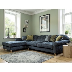 Tiara 275×200 cm – fioletowa sofa narożna w stylu angielskim