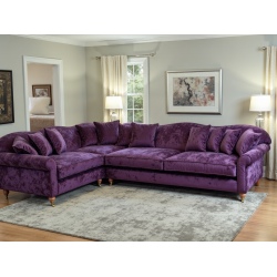 Tiara 275×200 cm – fioletowa sofa narożna w stylu angielskim
