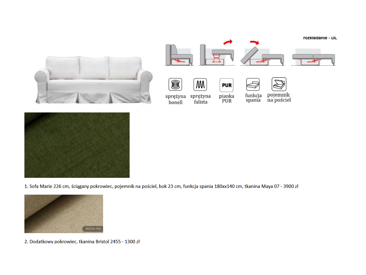 Zestaw sofa Marie i dodatkowy pokrowiec