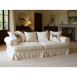 Sofa Samantha ze ściąganym pokrowcem w tkaninie w gęsi – elegancja i komfort