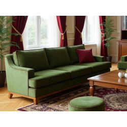 Ponadczasowy zestaw w butelkowej zieleni Lukrecja sofa 285,  sofa 160 i fotel