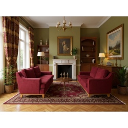 Zestaw sof burgundowych Lukrecja sofa 215 i 215 cm