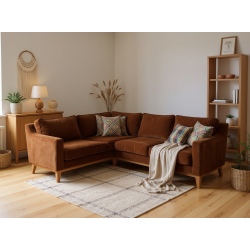 Czekoladowy narożnik na wysokich nóżkach Lukrecja extra 170x220 cm