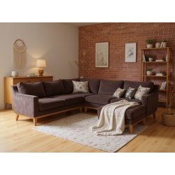 Czekoladowy narożnik na wysokich nóżkach Lukrecja extra 170x220 cm