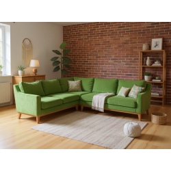 Musztardowy narożnik Lukrecja extra 250x250 cm + pufa